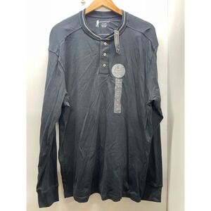 Lanesboro Mens XL Black 100% Pima Cotton Long Sleeve Henley Shirt NWT